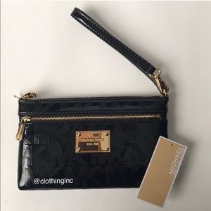 NWOT Authentic MK Black Convertible Wristlet w/Gold Hdw